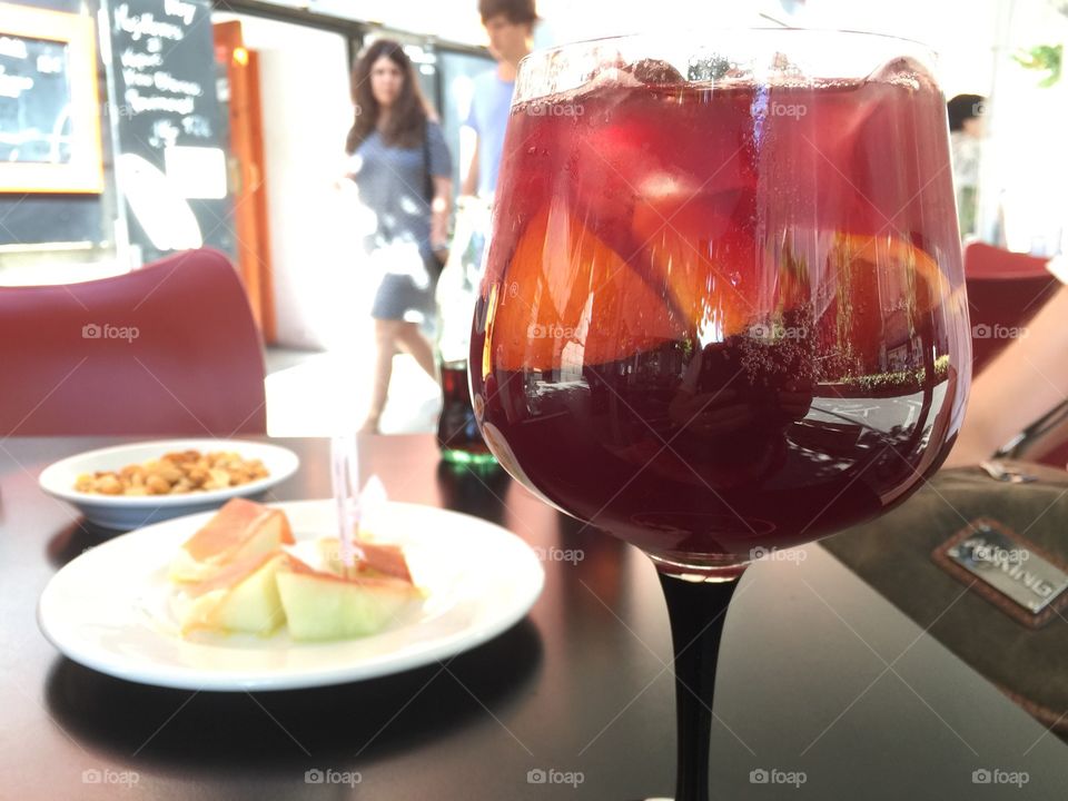 Red sangria and tapas