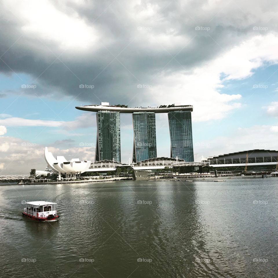 Clouds forming over iconic building of Singapore..