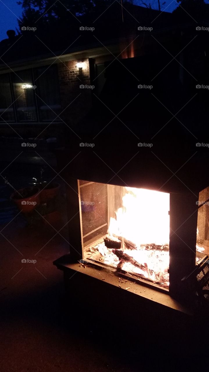 Warm fire after a cool nights swim