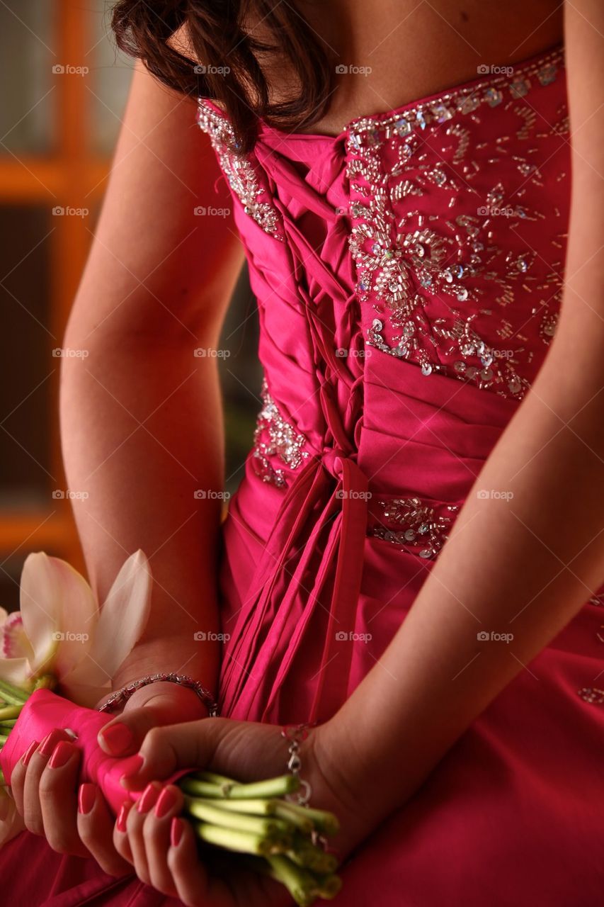 Woman, dress and flowers