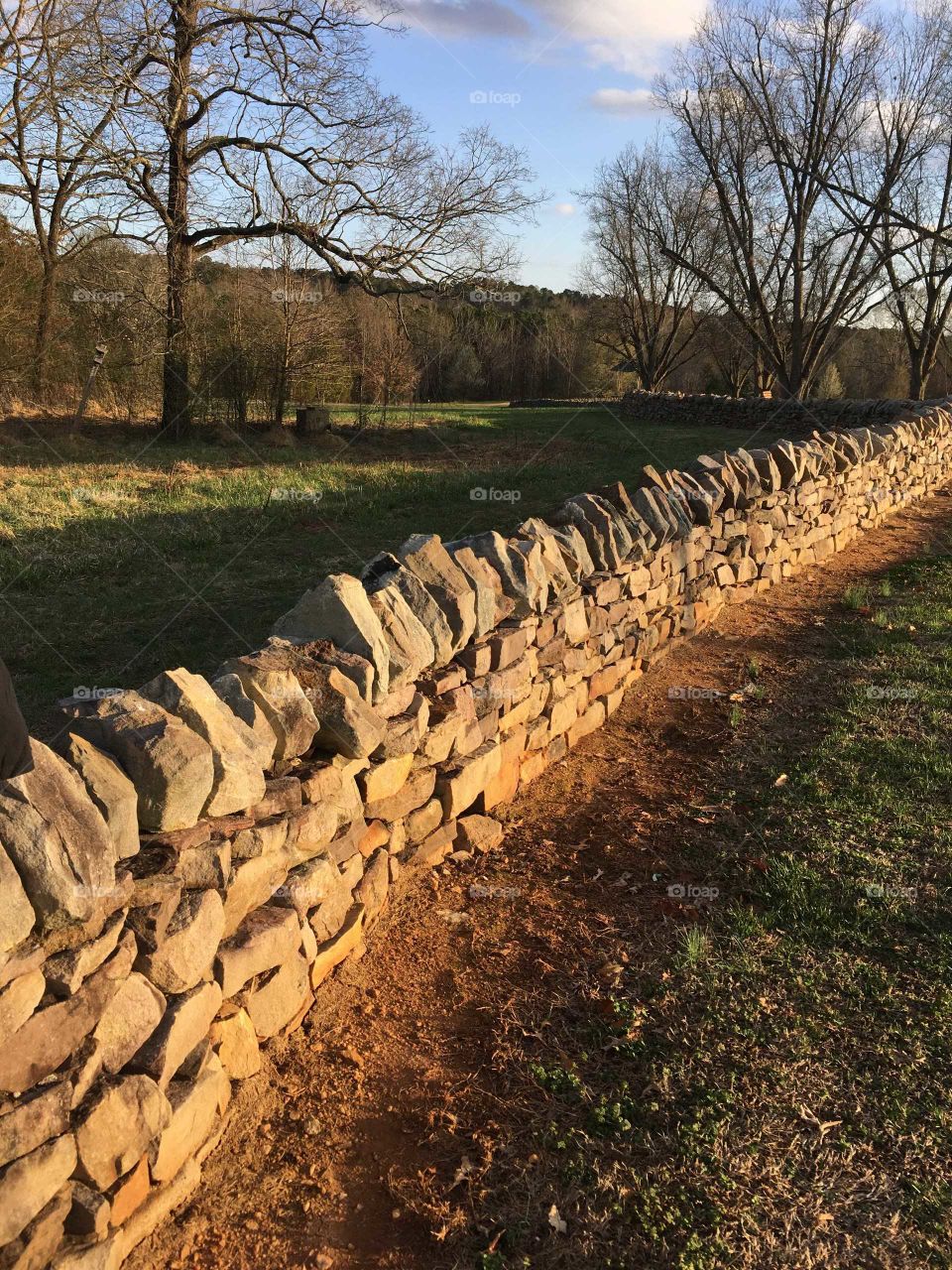 stacked stone wall