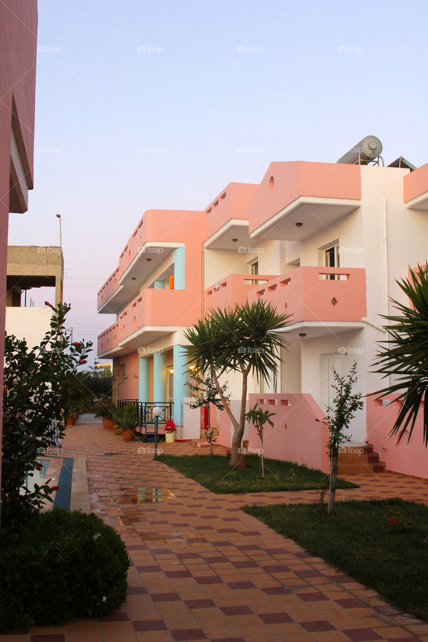 pink hotel apartments houses by vixlens