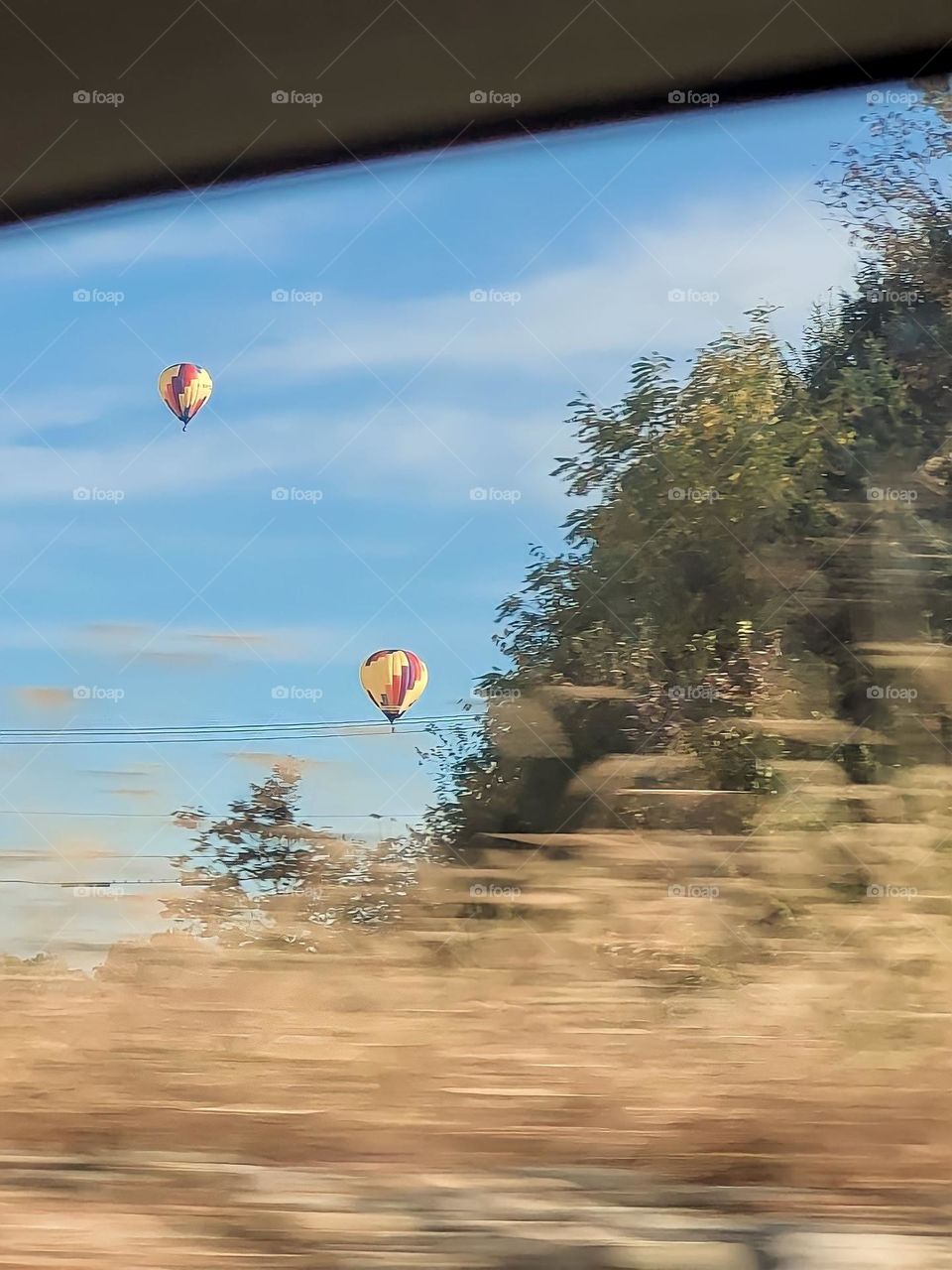 Hot air balloons in motion 