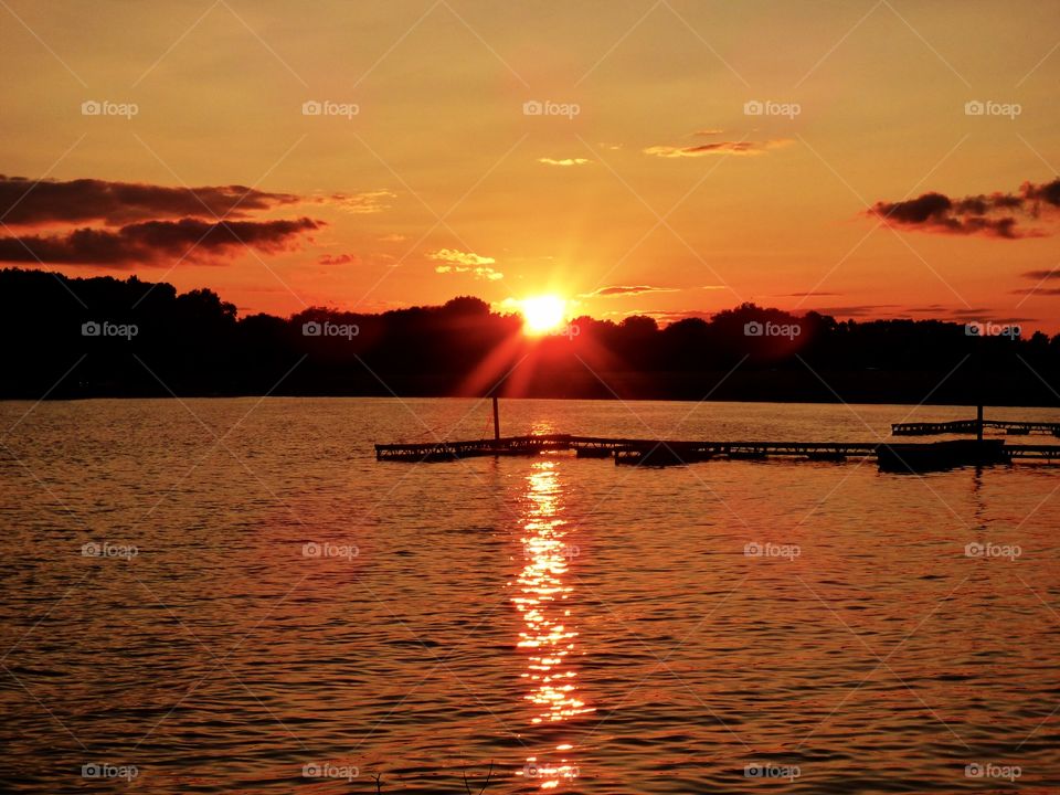 Sunset over a lake 