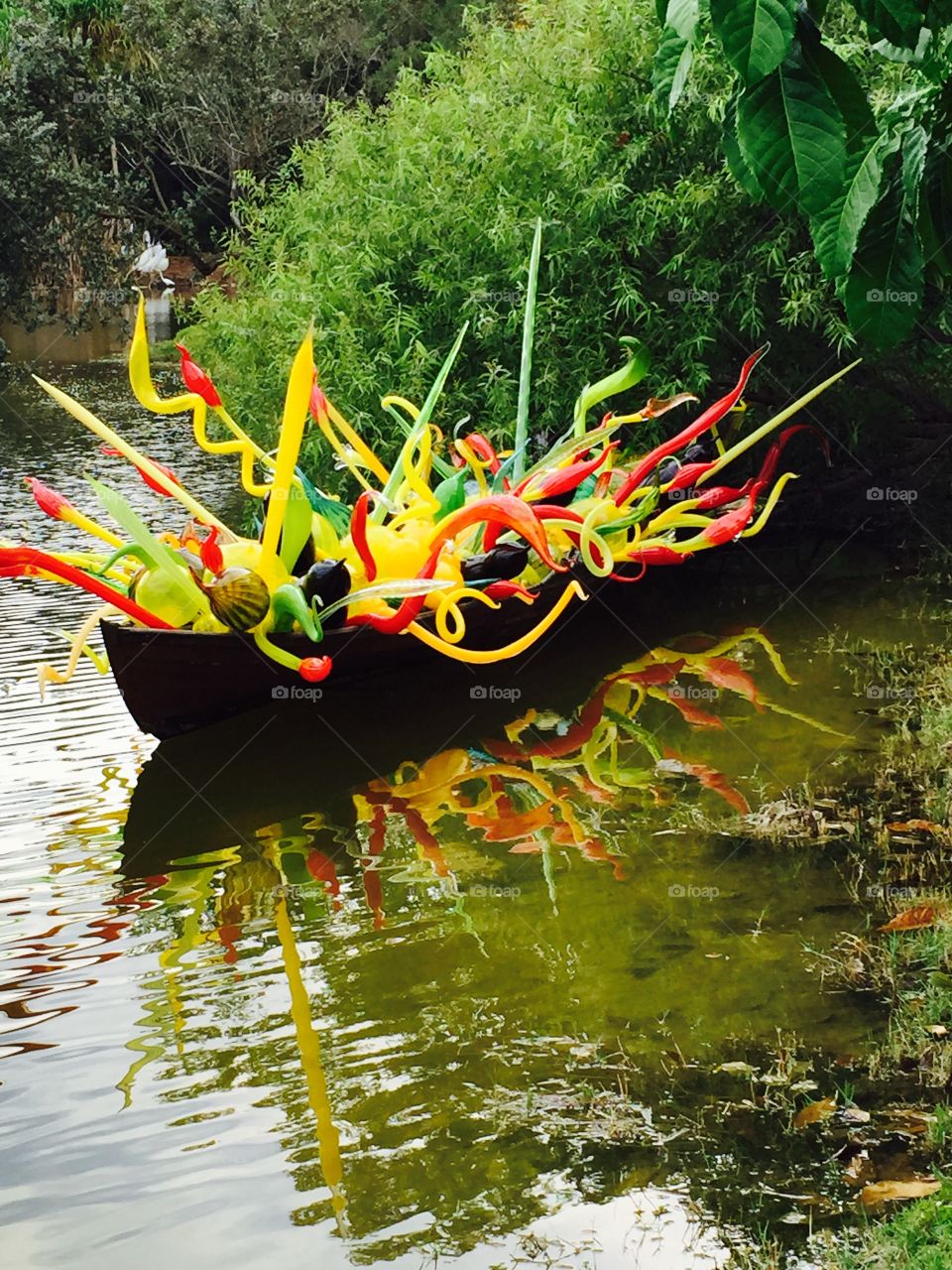 Fairchild tropical gardens. Glass in boat 