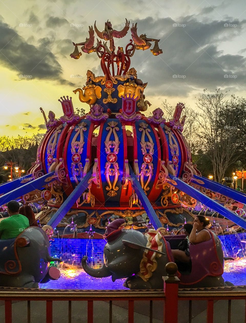 Dumbo getting ready to fly!  Iconic ride in he Magic Kingdom at Walt Disney World. 