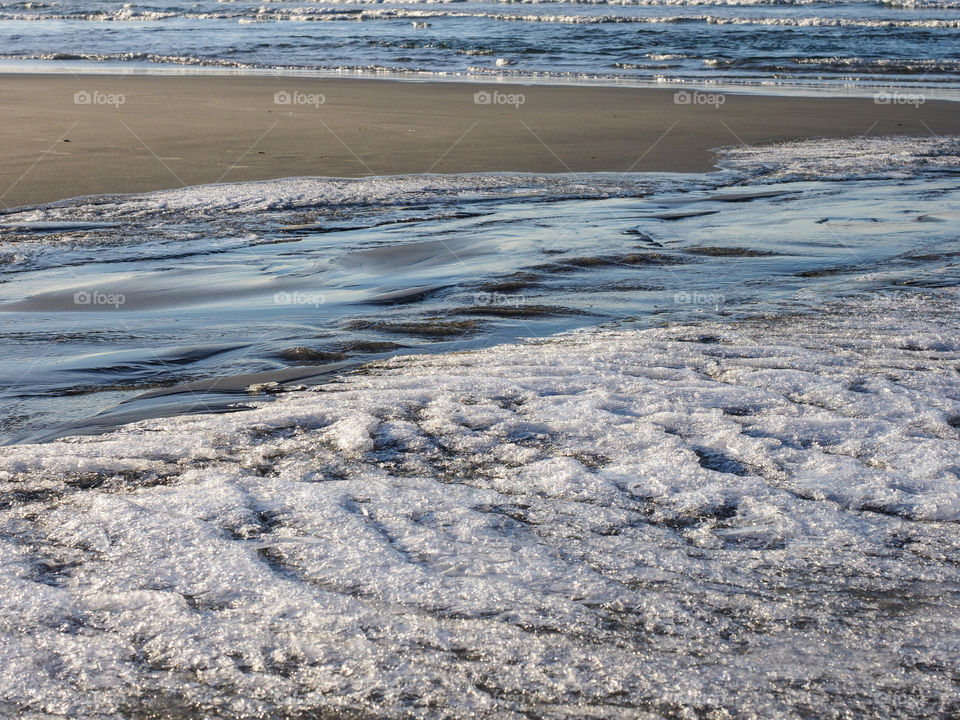 Frozen water on the beach