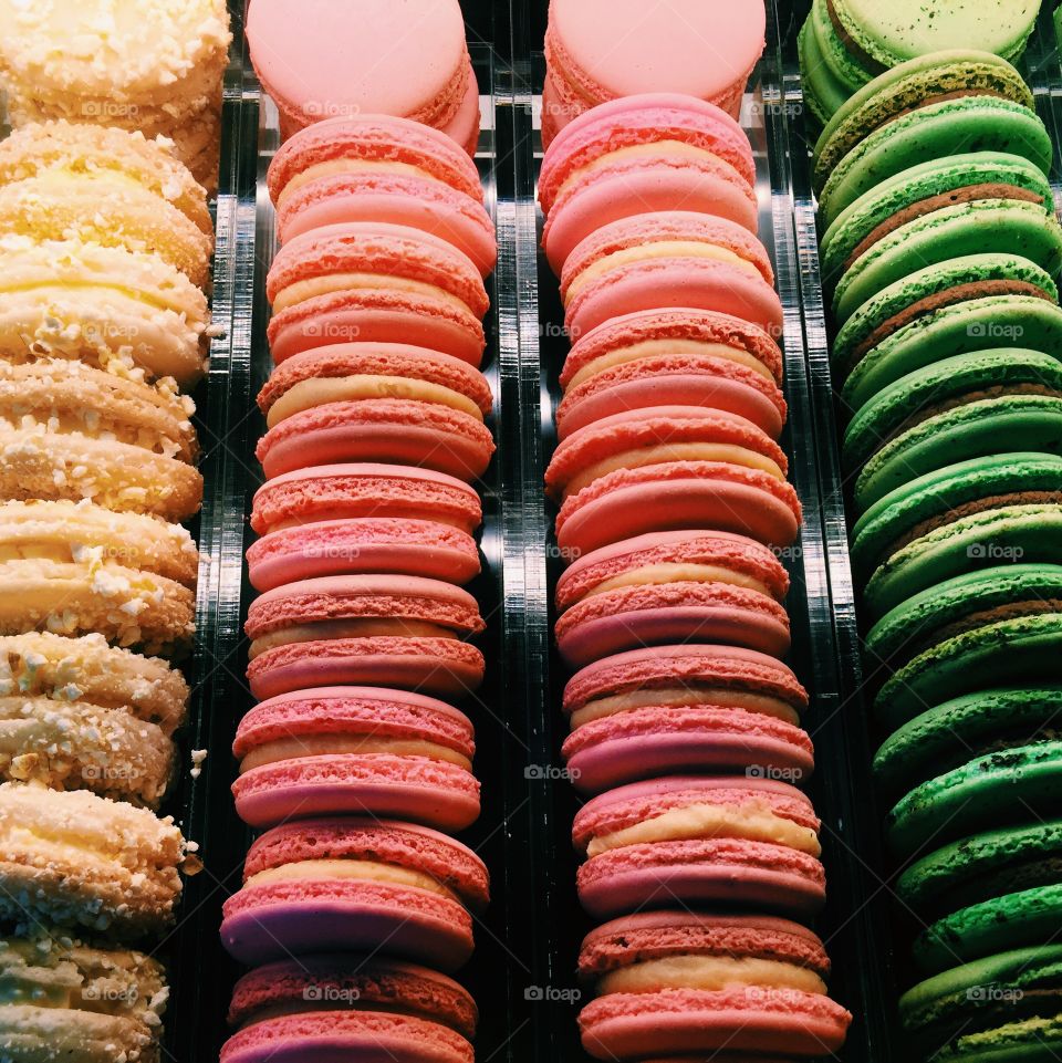 French macaron in a row