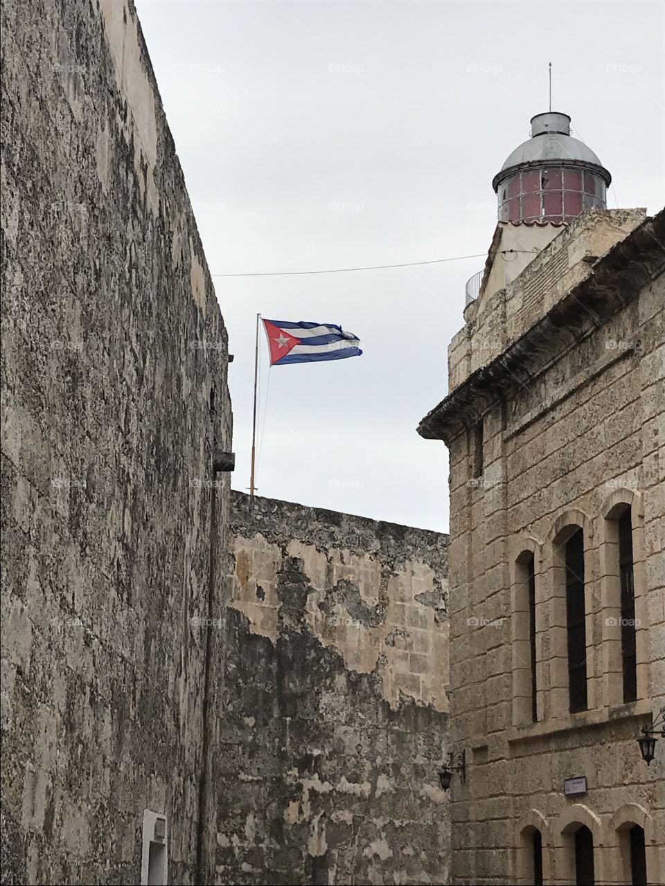 Flag at Fortress in Havana, Cuba