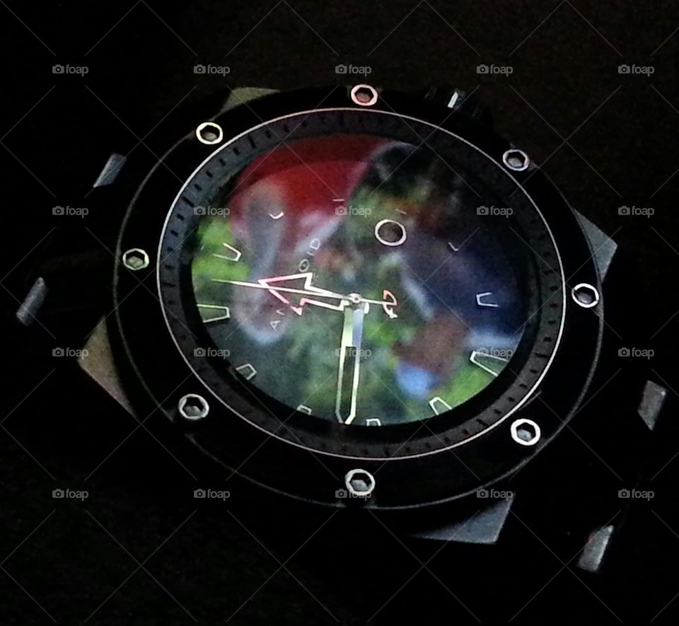 changing color watch dial. reflection on watch