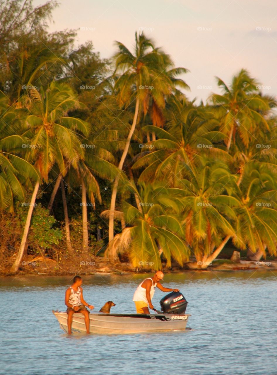 Boat in Bora Bora. Boat near the airport in Bora Bora