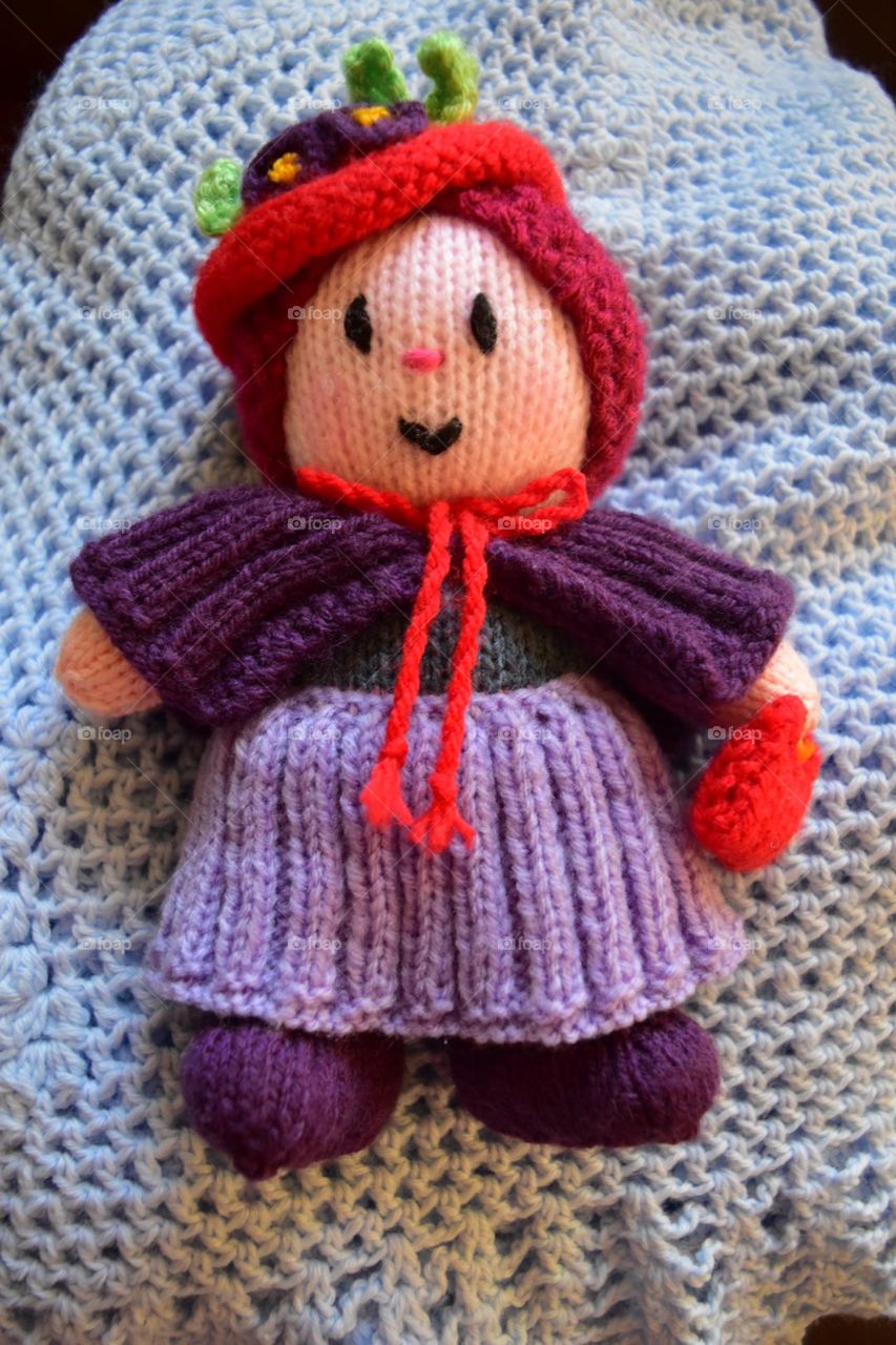 Handmade knitted doll
