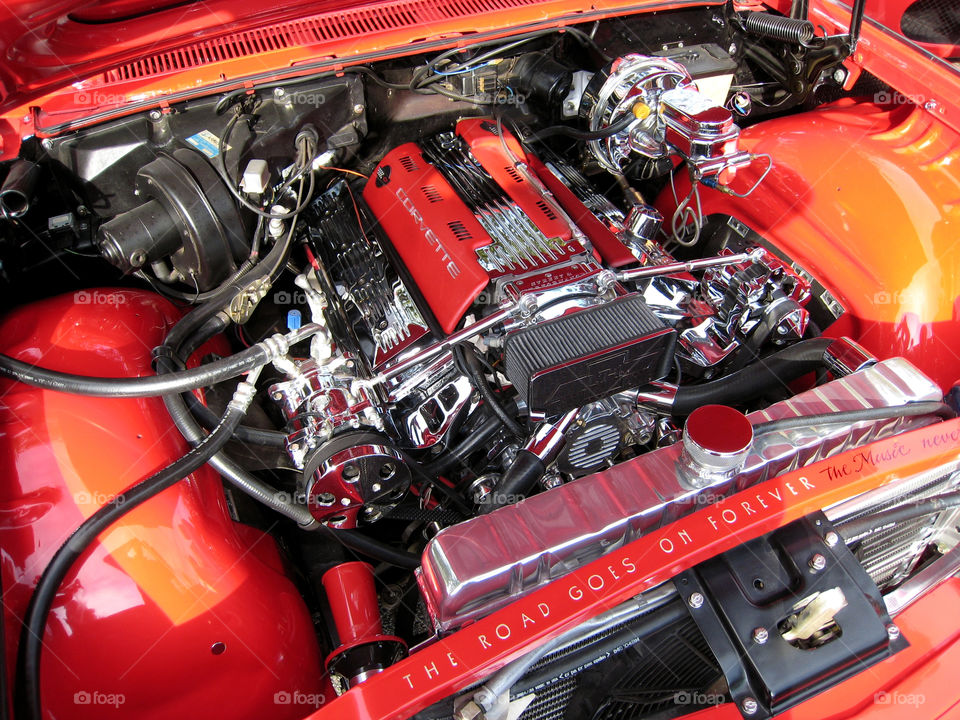 powerful chrome american muscle car v8 by vincentm
