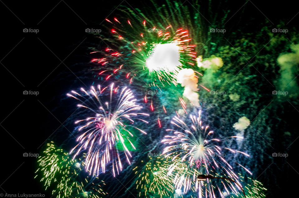 Fireworks with multicolored lights 