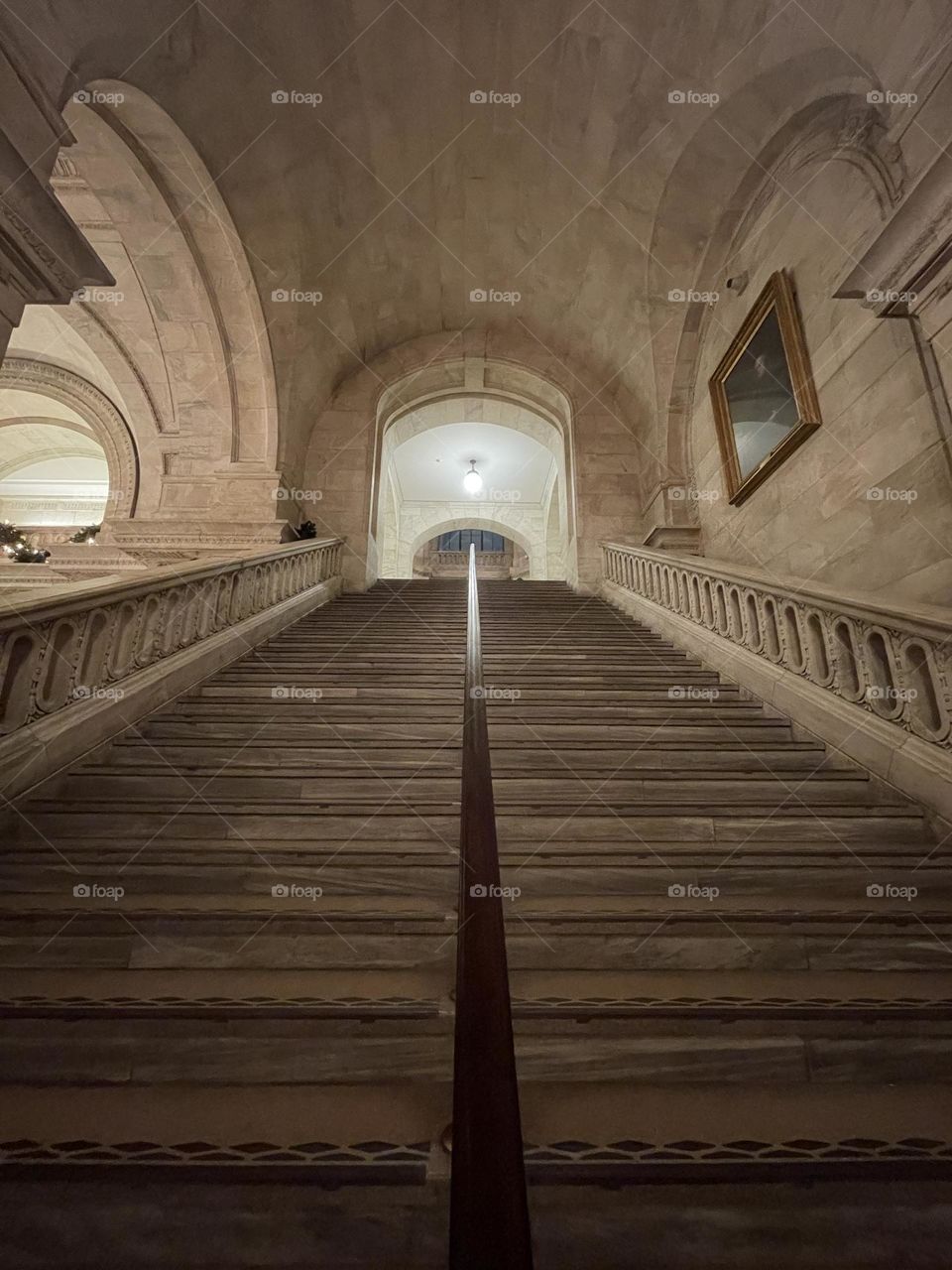 Stairs - New York Library in December, in a rare moment with no one going up or down…
