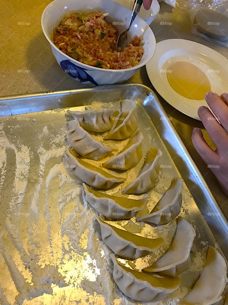 Making Chinese dumplings