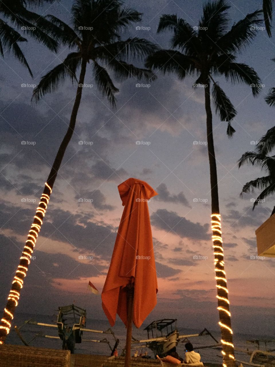 Bali beach by night