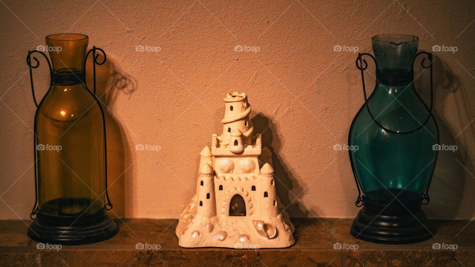 Bathroom castle scene.