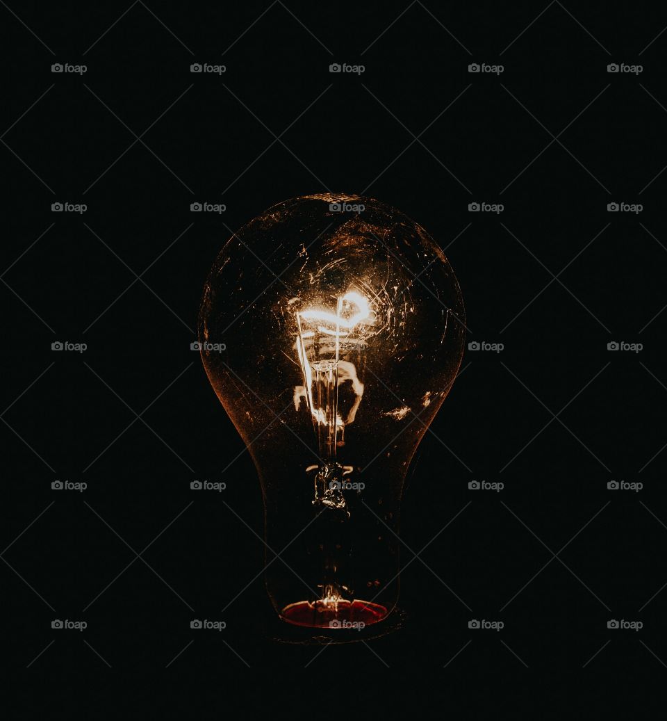 Beautiful shot of a light bulb in darkness