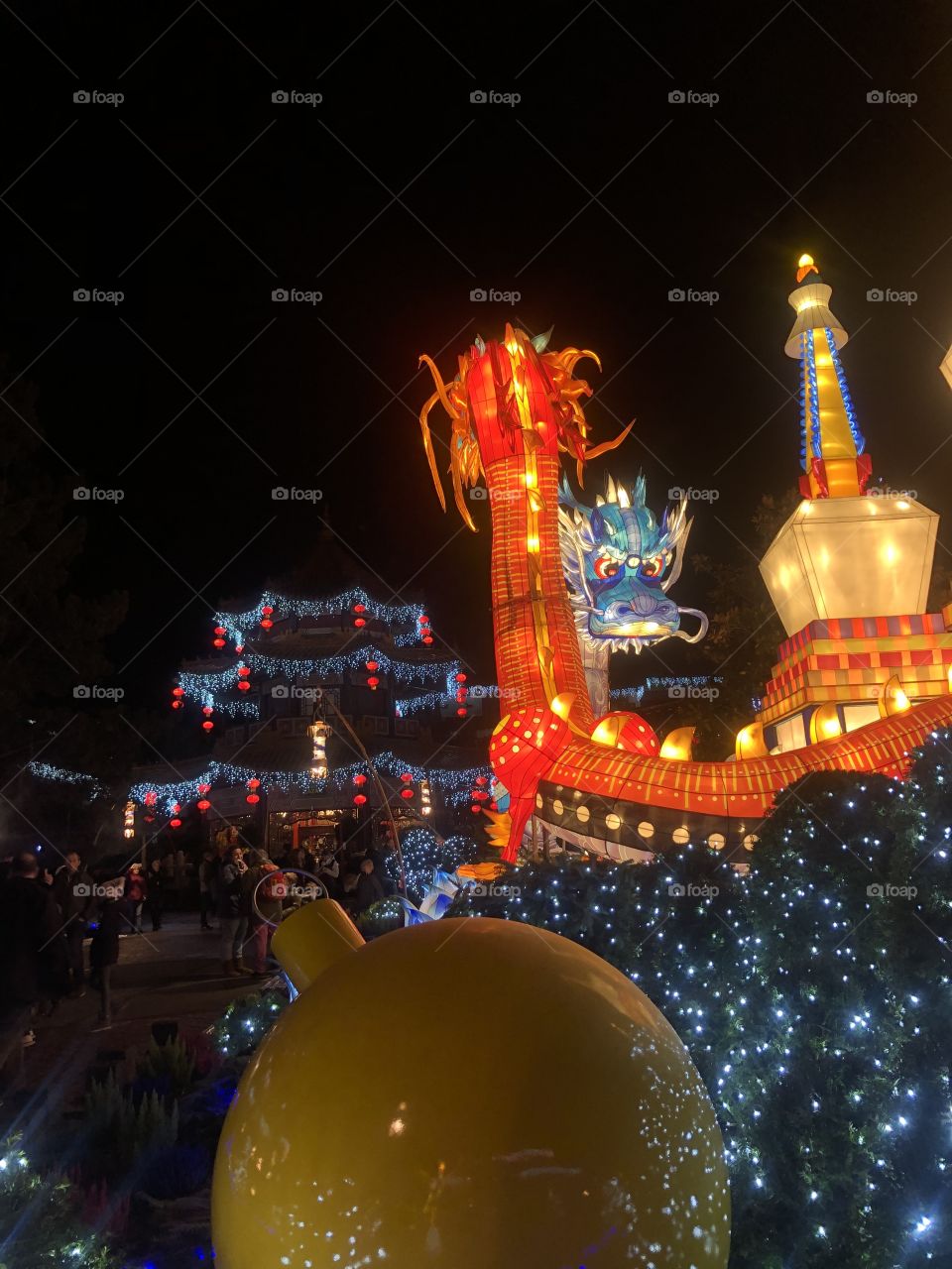 carousel decorated with festive lights