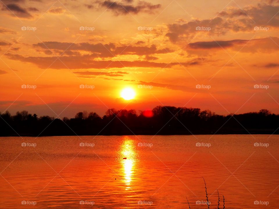 Beautiful view of the Indiana lake at sunset