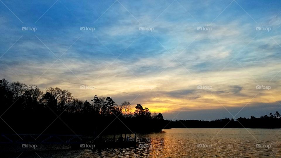 morning light, scenic landscape by the lake