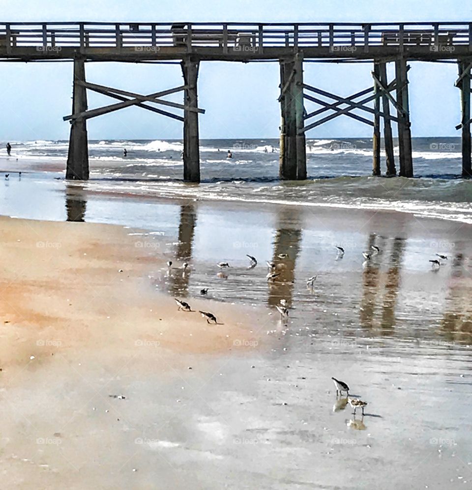 Tide rolling in on Flagler Beach