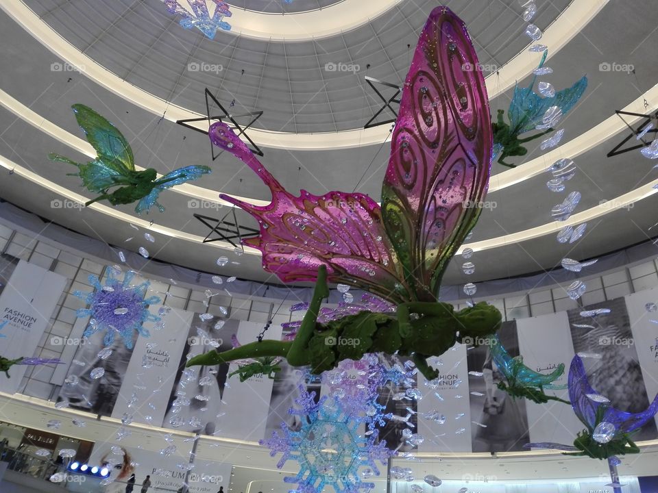 Butterfly decoration last Christmas at Dubai mall