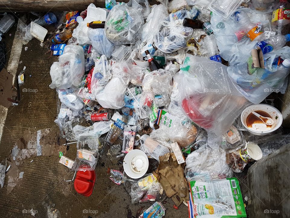 illegal wild dump, pile of garbage outdoor on the street