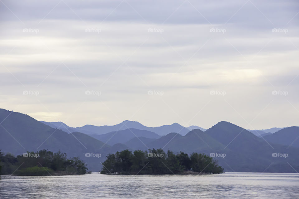 The beauty of the sky and the water at Kaeng Krachan Dam ,Phetchaburi in Thailand.