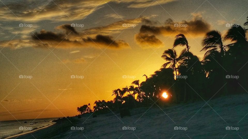 Sunset on the Central America  Pacific ocean