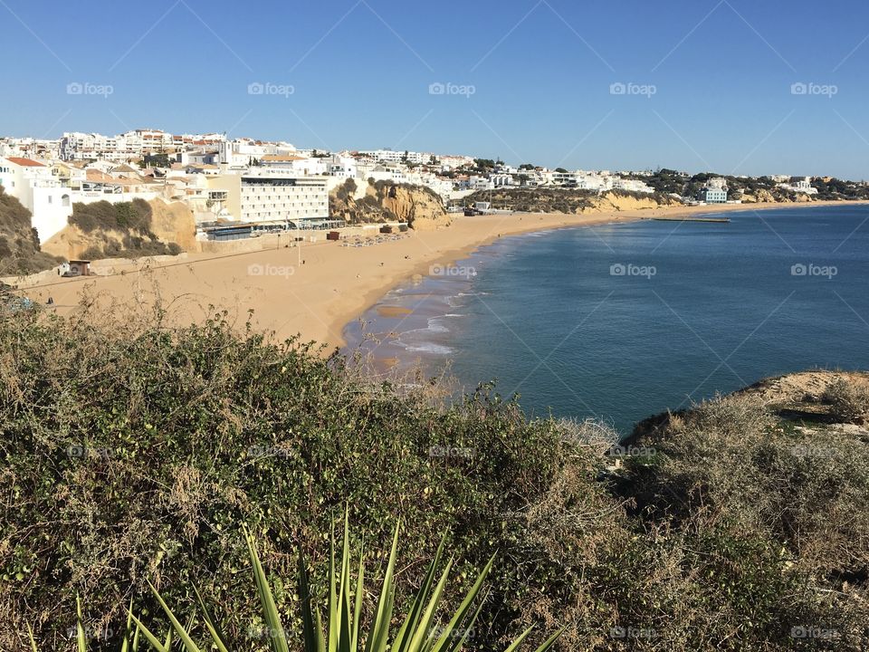 View on large beach in Algarve