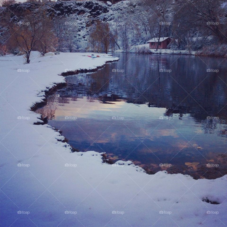 Snow on the pond