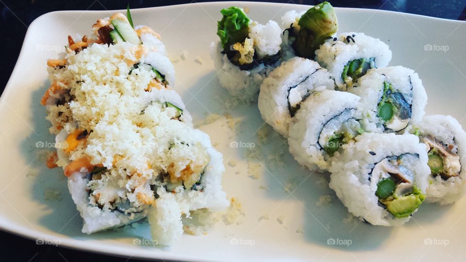 Close-up of sushi in plate