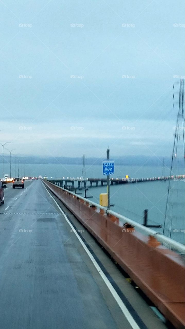 San Mateo Bridge up in the bay