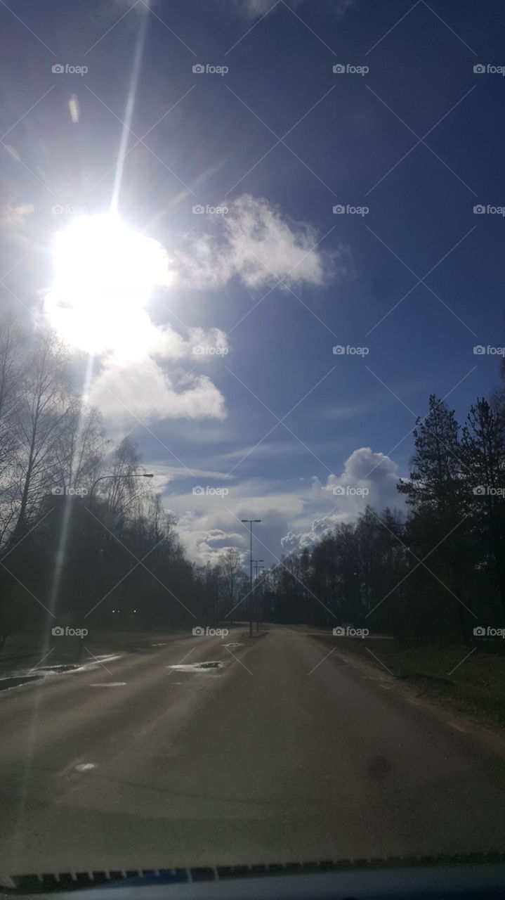 Street with clouds