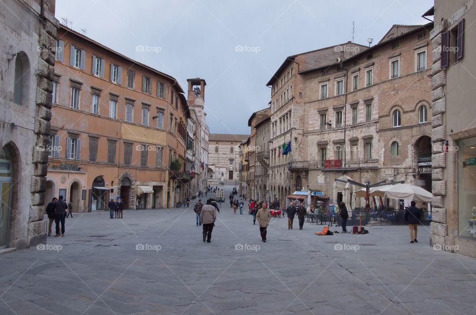 walking in the central area of Perugia, Italy