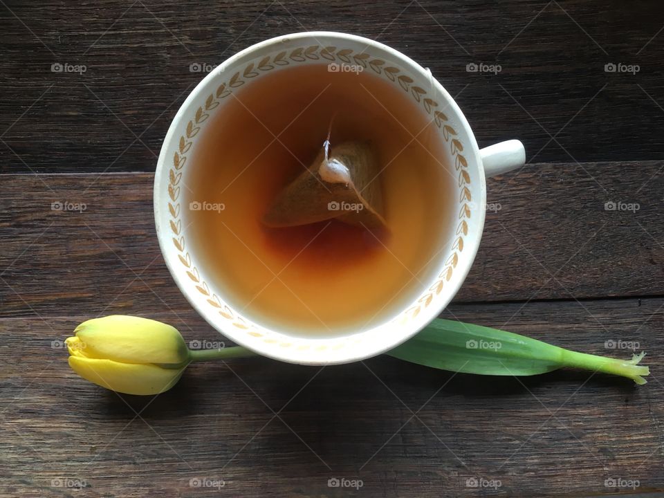 High angle view of a tea