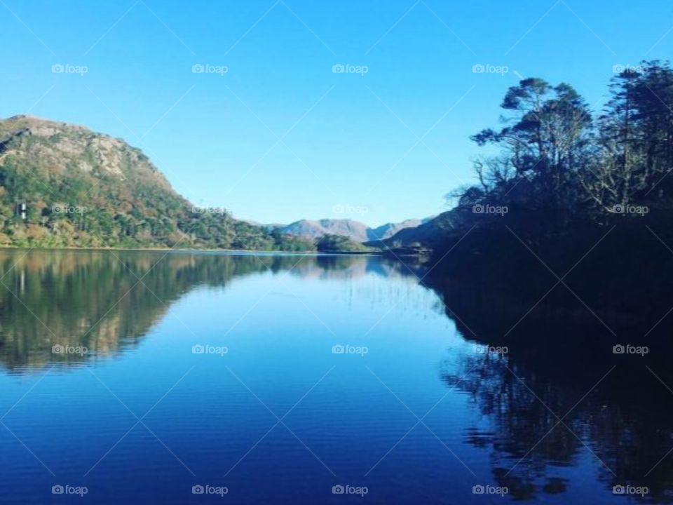 Mountain reflected on lake