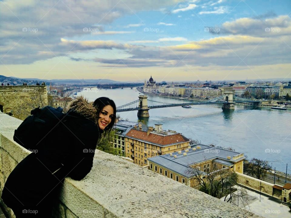 Woman and Budapest from the above