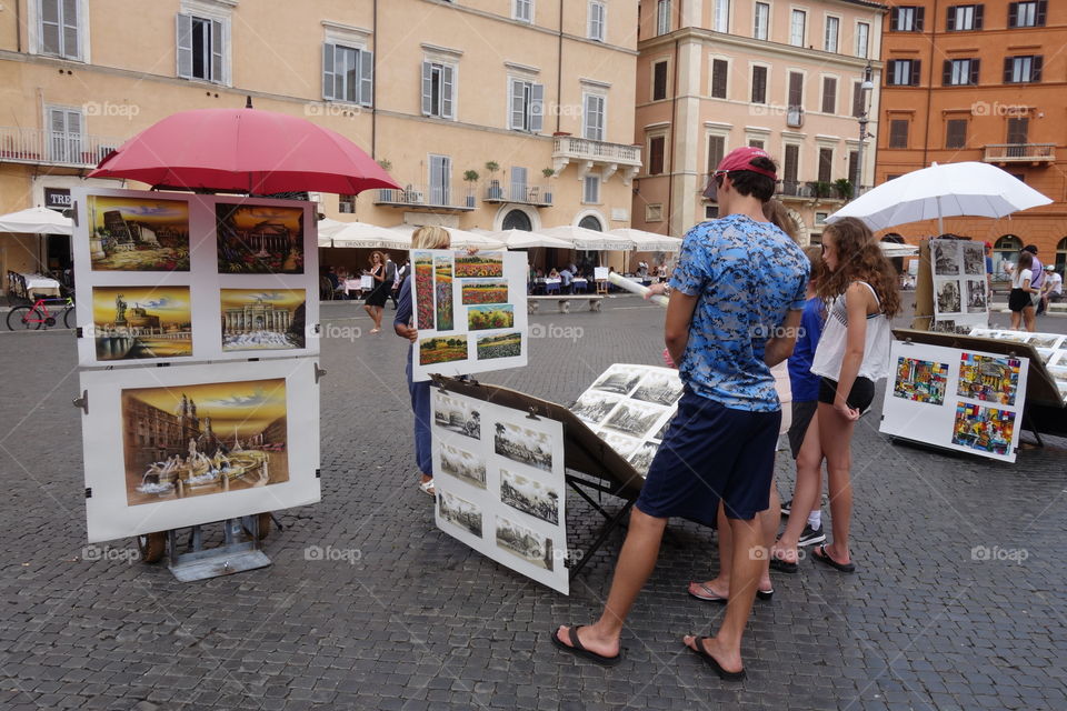 Painters at work in Rome.