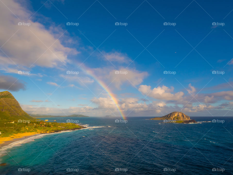 Rainbow glimmering over the east side of Oahu, HAwaii