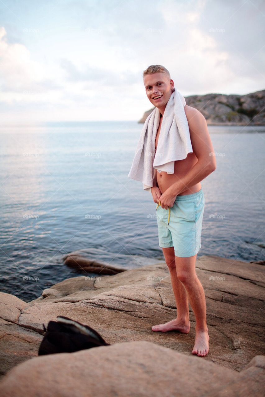 Man about to take a swim