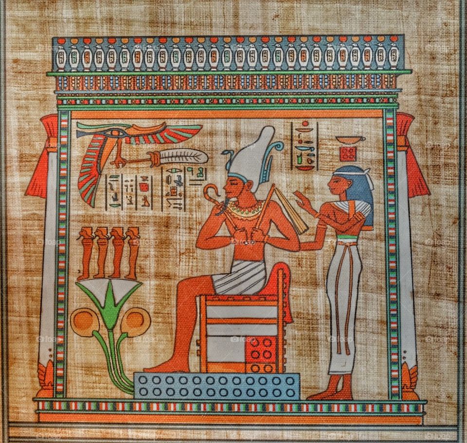 Ancient Egyptian Artwork. Egyptian Papyrus Scrollwork
