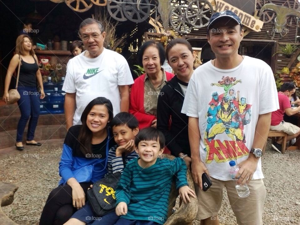 my wife, son and his wife, my daughther and grandsons spending summer together in a mountain resort