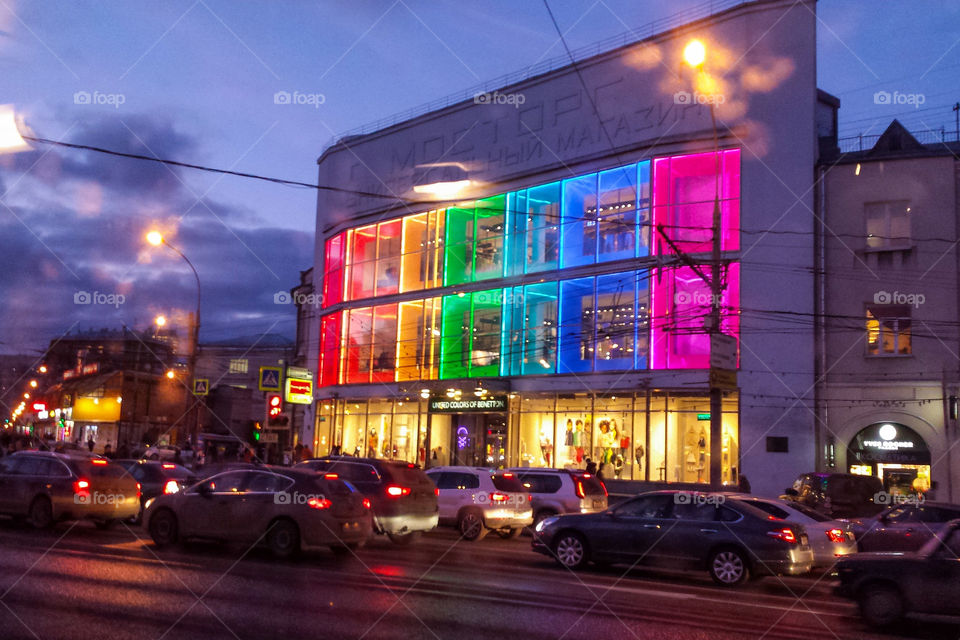 colorful facade . City night