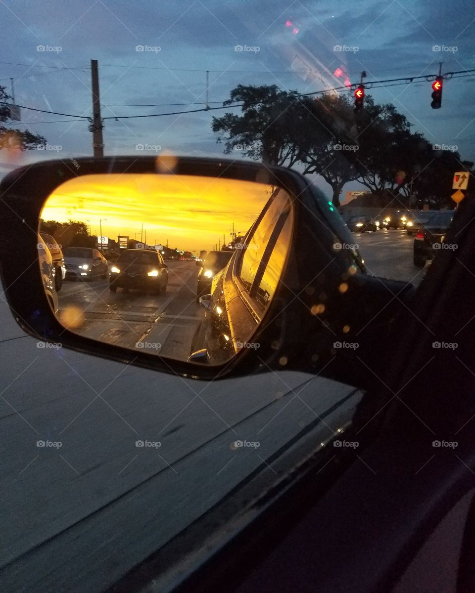 rear view Florida sunset