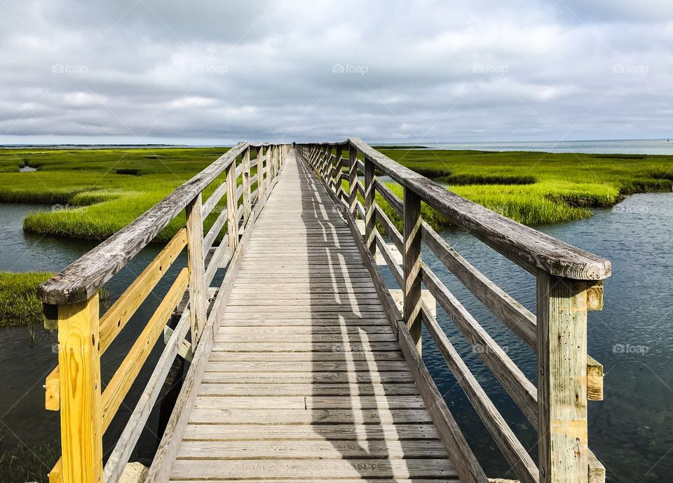 Heading out on the boardwalk. This area is called “Bass Hole” and is on Cape Cod. Surrounded by marshland that heads out into the ocean.