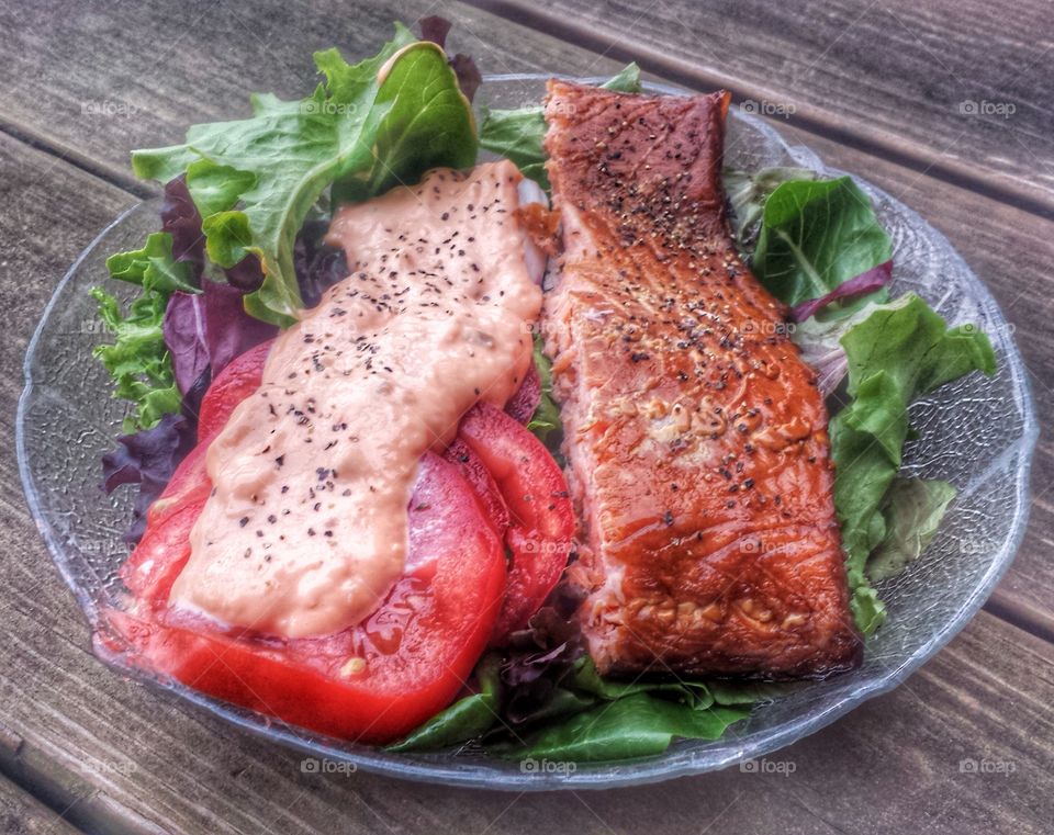 Dinner Salad. Smoked Fish