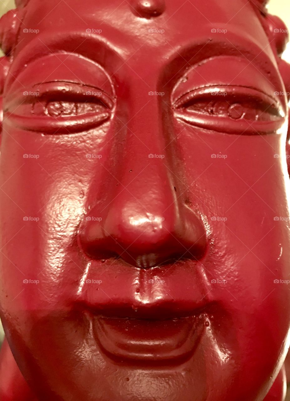 Red Tibetan Head mantel decor 